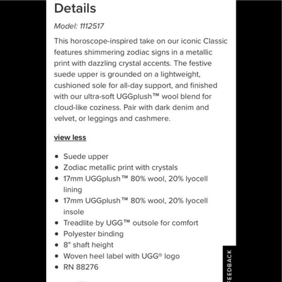 UGG Classic Zodiac Winter Boot Black Women 8 - Picture 8 of 10